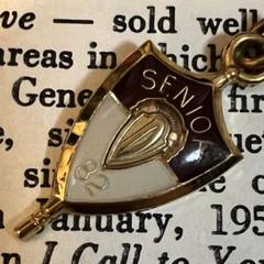 1982カレッジリング大学ネックレストップ社章ピンズ40sバッジ金ゴールド カレッジリング金ゴールド黒ネックレストップ社章ピンズ40s