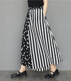 大きいサイズ レディース ワイドパンツ　ガウチョ　ストライプ　新品
