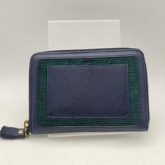 折財布　財布　ウォレット　ラウンドジップ　ネイビー