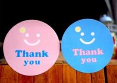 ダイカットThank youシール スマイル 3.5cm×3シートセット(S2)