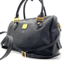 【極美品】MCM バッグ　2way ヴィセトス　ロゴプレート　PVC ブラック 極美品】MCM バッグ 2way ヴィセトス ロゴプレート PVC ブラック
