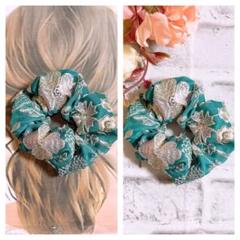 インド刺繍リボン　ヘアゴム　ハンドメイド　シュシュ　NO2520