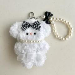 モールドール モール人形 もこもこ いぬ キーホルダー リボン