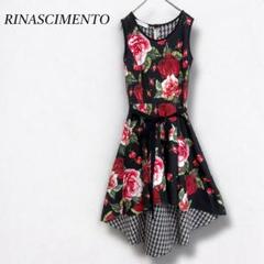 良品❤【リナシメント】花柄アシンメトリーノースリーブワンピース フィッシュテール