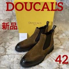 新品 DOUCAL'S ブローグ サイドゴアブーツ ブラウン スエード コンビ 新品 DOUCAL'S ブローグ サイドゴアブーツ ブラウン スエード