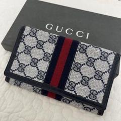 ✨️美品✨️人気✨️希少✨️オールドグッチ　GG留め具シェリー折財布　ネイビー 2025年最新】GUCCI 財布 二つ折り ネイビーの人気アイテム