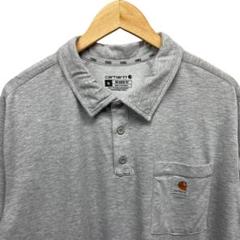 Carhartt カーハート グレー ワンポイント 刺繍ロゴ 半袖 ポロシャツ