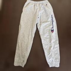 Champion グレー ロゴ入りパンツ ボタン付き バスケットボール　パンツ