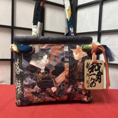 和猫達 一閑張り バッグ かごバッグ ハンドバッグ 古文書 柿渋 黒猫 小さめ 和猫達 一閑張り バッグ かごバッグ ハンドバッグ 古文書 柿渋