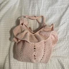 ハンドメイド かぎ編み フリルミニバッグ
