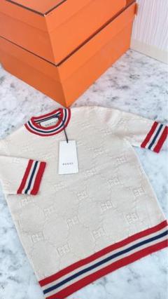 値下げ 新品！グッチ GUCCI 半袖 ニット XS オフホワイト GG柄