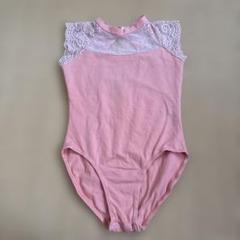 ピンクレース袖付きレオタード　子ども　120