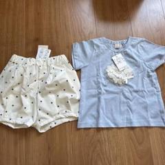 【タグ付き】水色Tシャツとハート柄ショートパンツセット 90cm