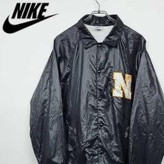 【80s 古着】ナイキ NIKE ナイロンジャケット 刺繍ロゴ ブラック
