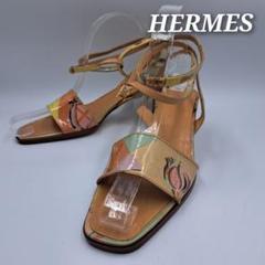HERMES エルメス　サンダルシューズ靴　ベージュ　エナメル×レザーT6894 HERMES エルメス サンダルシューズ靴 ベージュ エナメル×レザー
