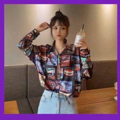 柄シャツ シャツ オーバーサイズ 韓国スタイル ユニセックス