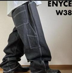極太00s ENYCE 先染めブラック ヘビーオンスペインターバギーデニム B系