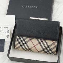 極美品 箱付き BURBERRY LONDON 折り財布 ノバチェック ブラック