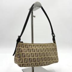未使用級 FENDI フェンディ ズッキーノ ミニバッグ アクセサリーポーチ FENDI フェンディ ズッキーノ アクセサリーポーチ ダーク