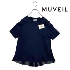 美品✨【MUVEIL 電話柄 ハーフスリーブ シフォン ブラウス