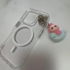 推し活　ラブブ　スマホ　iPhone用　キーホルダー　チャーム　ハートの金具付