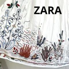 ZARA★インド綿　海の刺繍ロングスカート　Sのサムネイル