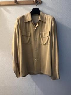 70's NEVADA 刺繍入りレーヨンシャツ　マスタード色