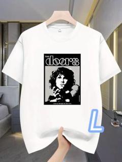 【速乾ドライT】白・Lサイズ《DOORS》通気性●プラスサイズ■大人のロックT