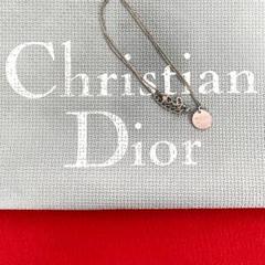 極 美品 クリスチャンディオール ロゴ モチーフ サークル チェーン ネックレス