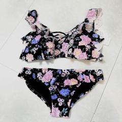 ナックルマーケット♡はフラワー柄水着♡ビキニ♡ ブラック 新品タグ付き ⑥