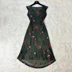 新品未使用　ローラアシュレイ　ロングワンピース　花柄　シルク　艶やか光沢ドレス◎ ローラアシュレイ シルク100% 花柄 長袖 マキシ丈ワンピース L