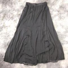 美品✨【GU】グレー フレアロングスカート (M) 体型カバー ウエストゴム