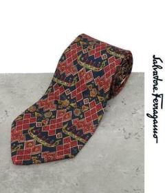 Y054/salvatore ferragamo ネクタイ 剣先幅9cm シルク