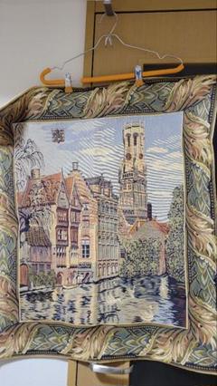 フランス製 刺繍 敷物 ヴィンテージ物
