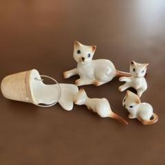 シャム猫　陶器製置物　3体セット 陶器製 シャム猫 置き物 - メルカリ