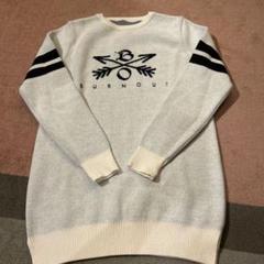 BURN OUT クロスドアロー ロングニット ロゴ刺繍入りS