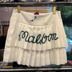 Malbon Golf プリーツスカート 白 ロゴ刺繍 SML全サイズ✨ Malbon Golf プリーツスカート 白 ロゴ刺繍 SML全サイズ