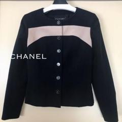 美品 CHANEL シャネル スーツ ネイビー×ベージュ バイカラー 38