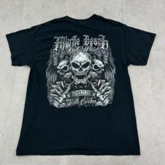 スカル　バイク　ラリーウィーク　トップス　半袖　Tシャツ　古着　ブラック　黒