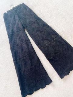 【mystic】美品　ミスティック　ブラック　レースパンツ　総レース　透け感