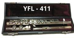 美品】YAMAHA YFL411 頭部管.管体銀製 Eメカ付。工房にてリペア済 フルート専門店‼️部活応援‼️頭部管管体銀製ヤマハフルート