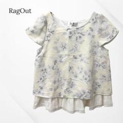 ラグアウト　カットソー　半袖　花柄　総柄　フリル　チュール　ホワイト　上品　綺麗