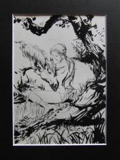 天野 喜孝、カーリー（黒い女）、希少画集画、新品額装付、状態良好 天野喜孝、希少な額装用画集より、状態良好、新品額装付