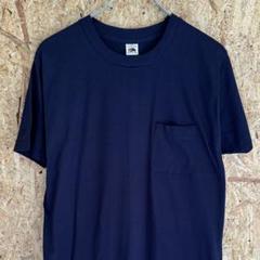 80s DEAD STOCK フルーツ　ビンテージ　角ポケットTシャツ　XL 紺