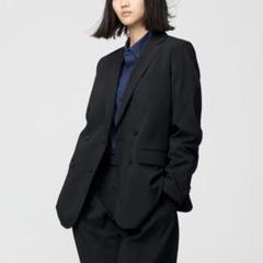【美品】XXL ユニクロC 感動ダブルジャケットリラックスフィット ブラック ユニクロ公式 | 感動ダブルジャケットリラックスフィット