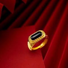 24K「美品」999純金メンズサドルオープンリング 2色のオプション0127