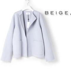 BEIGE, ベイジ ノーカラー バイカラー ジャケット ウォッシャブル BEIGE ベイジ MONGE / ノーカラージャケットブラックサイズ4