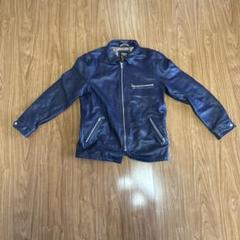 schott ネイビー色　レザーライダースジャケット　サイズ:L schott ネイビー色レザーライダースジャケットサイズ:L