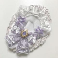 ♡ぬい服　10〜12cm用　ホワイト×パープル　ねこ　チェーンフック付き♡