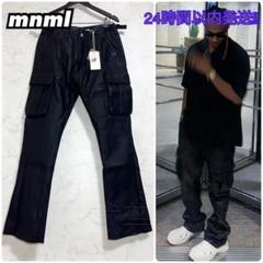 フェイクレザー フレア カーゴパンツ MNML 新品未使用 30 ブーツ